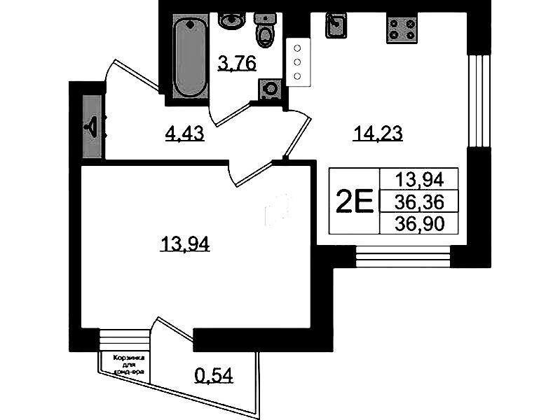 1-комнатная квартира 36.9 м², 5/11 эт., ЖК «VEREN NORT Сертолово»
